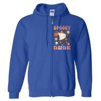 Retro Spooky Dude Ghost Skateboard JackOLantern Halloween Funny Gift Full Zip Hoodie