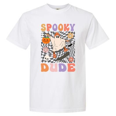 Retro Spooky Dude Ghost Skateboard JackOLantern Halloween Funny Gift Garment-Dyed Heavyweight T-Shirt