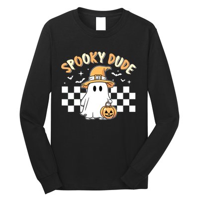 Retro Spooky Dude Cute Ghost Halloween Boy Kids Long Sleeve Shirt