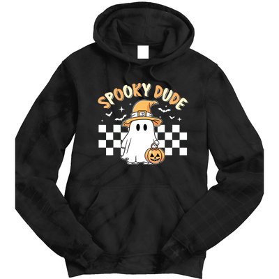 Retro Spooky Dude Cute Ghost Halloween Boy Kids Tie Dye Hoodie