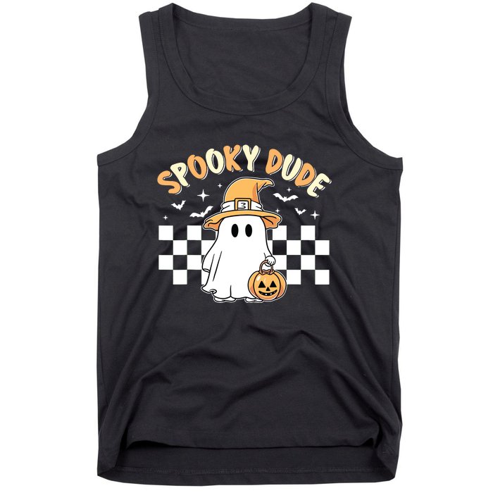 Retro Spooky Dude Cute Ghost Halloween Boy Kids Tank Top