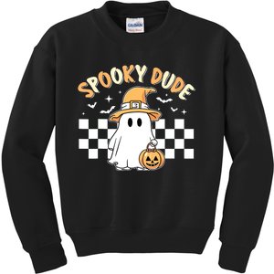 Retro Spooky Dude Cute Ghost Halloween Boy Kids Kids Sweatshirt