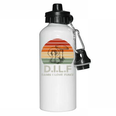 Retro Sun Dilf Damn I Love Fungi Mushrooms Mushroom Lover Aluminum Water Bottle 