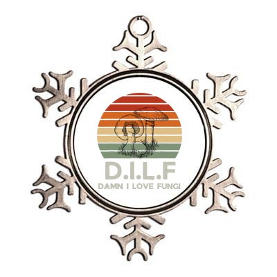 Retro Sun Dilf Damn I Love Fungi Mushrooms Mushroom Lover Metallic Star Ornament