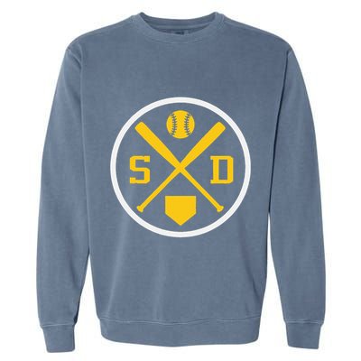 Retro San Diego Baseball Emblem Vintage Sd Garment-Dyed Sweatshirt