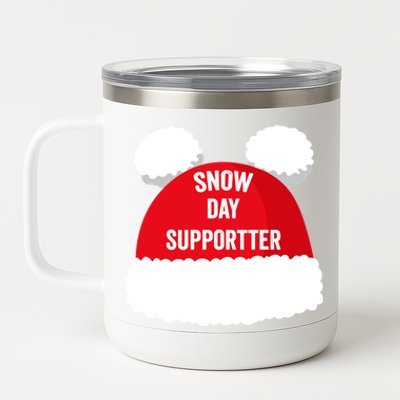 Retro Snow Day Supporter Fun Teacher Retro Snow Day Supporter Fun Teacher 12 oz Stainless Steel Tumbler Cup