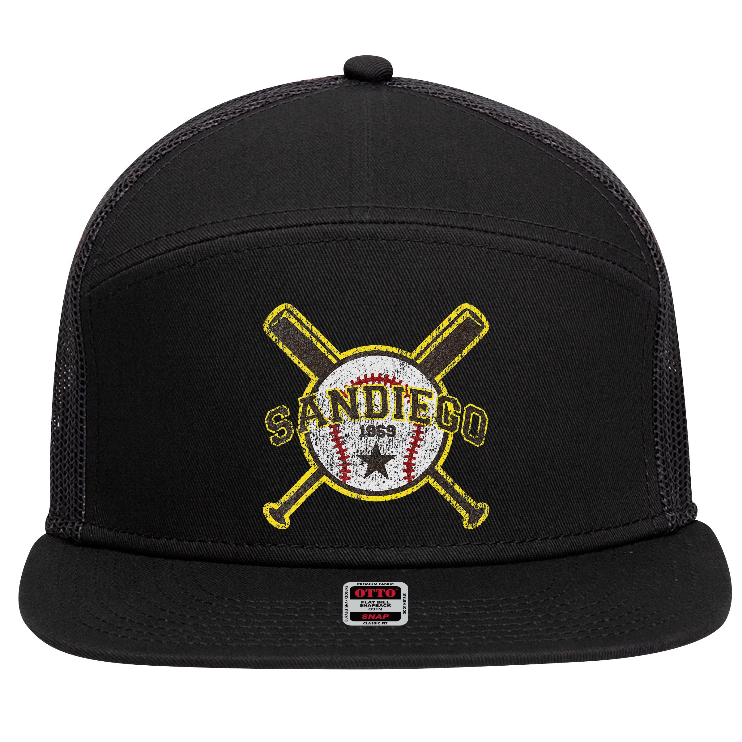 Retro San Diego Baseball Sd 7 Panel Mesh Trucker Snapback Hat