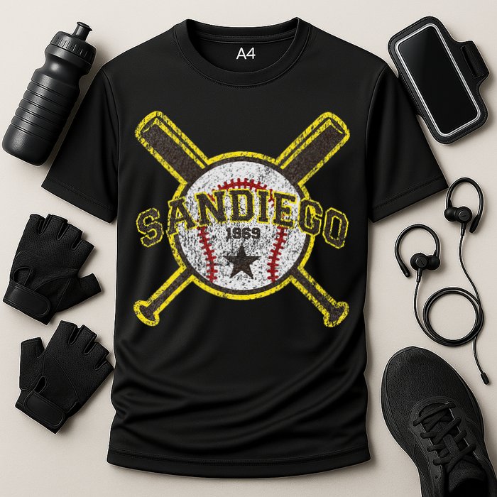 Retro San Diego Baseball Sd Cooling Performance Crew T-Shirt