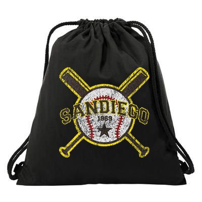 Retro San Diego Baseball Sd Drawstring Bag