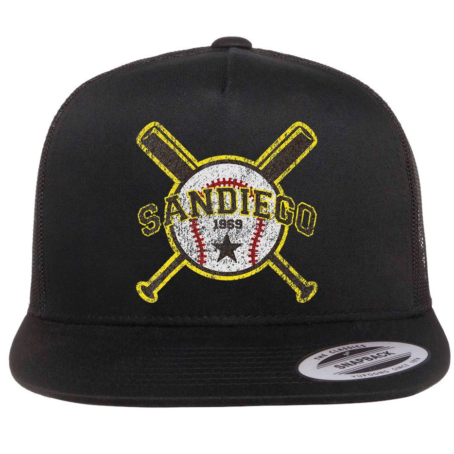 Retro San Diego Baseball Sd Flat Bill Trucker Hat