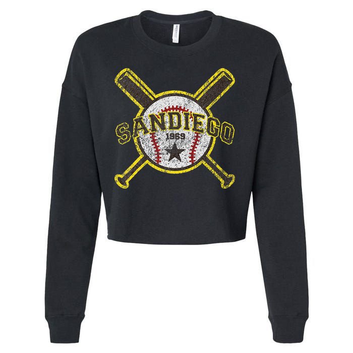 Retro San Diego Baseball Sd Cropped Pullover Crew