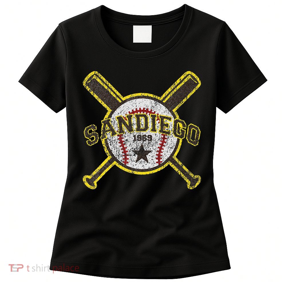 Retro San Diego Baseball Sd Womens T-Shirt