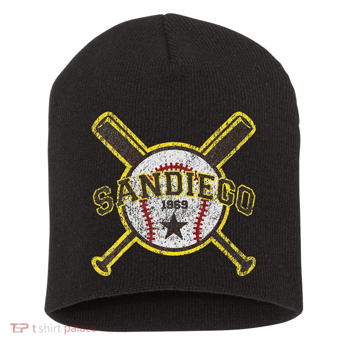Retro San Diego Baseball Sd Short Acrylic Beanie