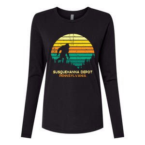 Retro Susquehanna Depot Pennsylvania Big Foot Souvenir Womens Cotton Relaxed Long Sleeve T-Shirt