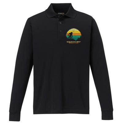 Retro Susquehanna Depot Pennsylvania Big Foot Souvenir Performance Long Sleeve Polo