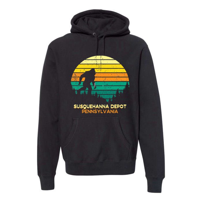 Retro Susquehanna Depot Pennsylvania Big Foot Souvenir Premium Hoodie