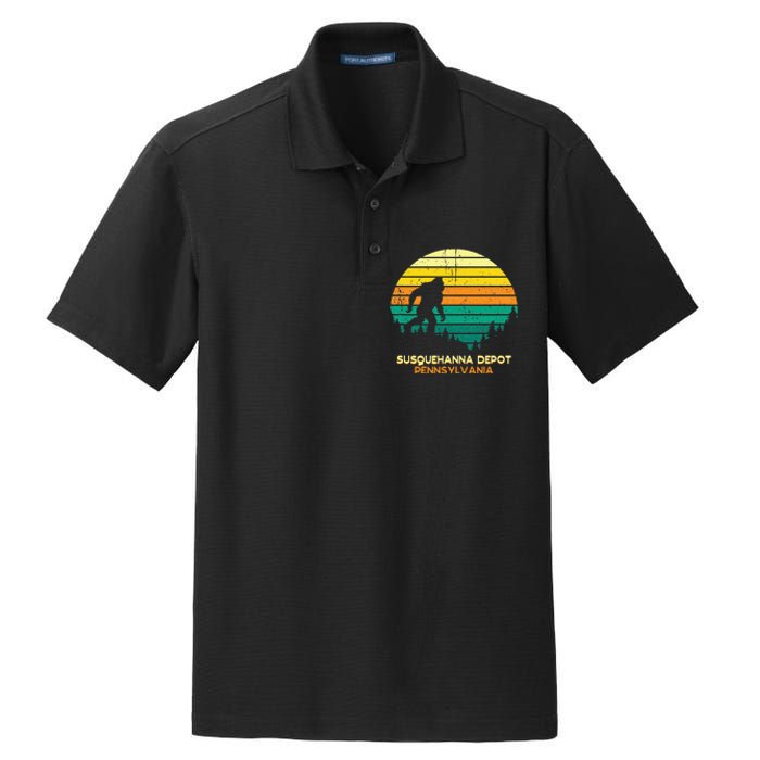 Retro Susquehanna Depot Pennsylvania Big Foot Souvenir Dry Zone Grid Polo