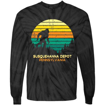 Retro Susquehanna Depot Pennsylvania Big Foot Souvenir Tie-Dye Long Sleeve Shirt