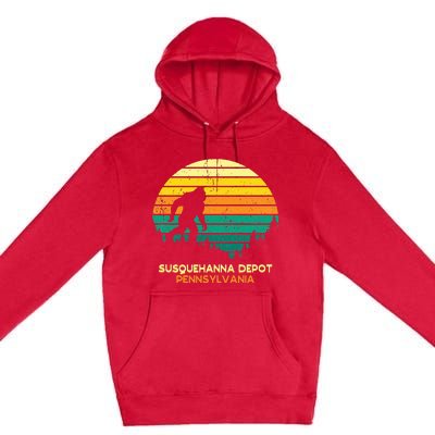 Retro Susquehanna Depot Pennsylvania Big Foot Souvenir Premium Pullover Hoodie