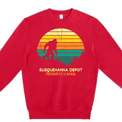 Retro Susquehanna Depot Pennsylvania Big Foot Souvenir Premium Crewneck Sweatshirt