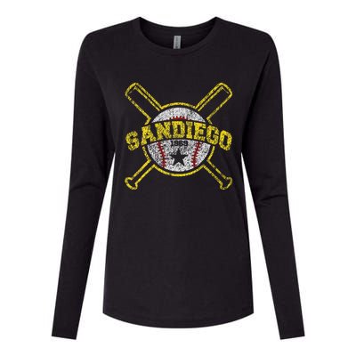 Retro San Diego Baseball Womens Cotton Relaxed Long Sleeve T-Shirt