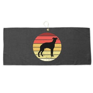 Retro Sunset Dog Lover Large Microfiber Waffle Golf Towel