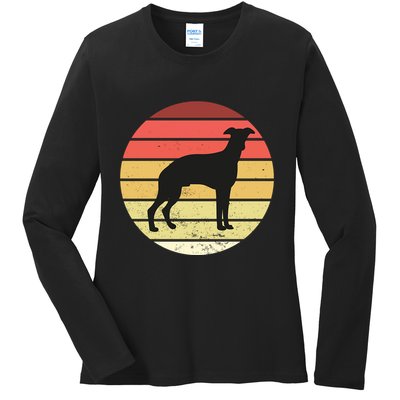 Retro Sunset Dog Lover Ladies Long Sleeve Shirt