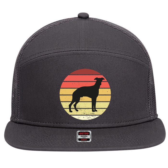 Retro Sunset Dog Lover 7 Panel Mesh Trucker Snapback Hat