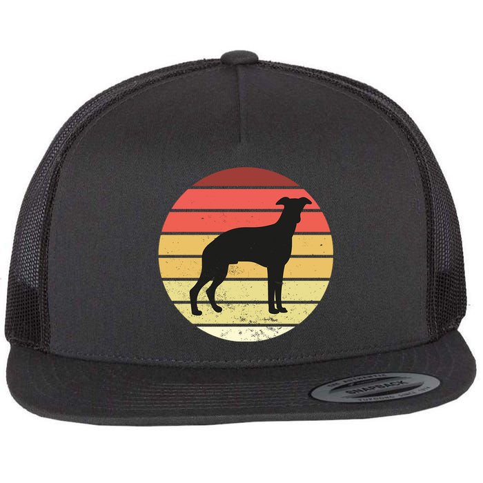 Retro Sunset Dog Lover Flat Bill Trucker Hat