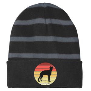 Retro Sunset Dog Lover Striped Beanie with Solid Band