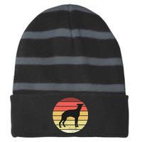 Retro Sunset Dog Lover Striped Beanie with Solid Band