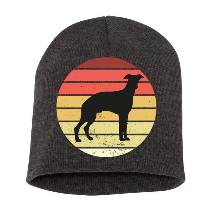 Retro Sunset Dog Lover Short Acrylic Beanie