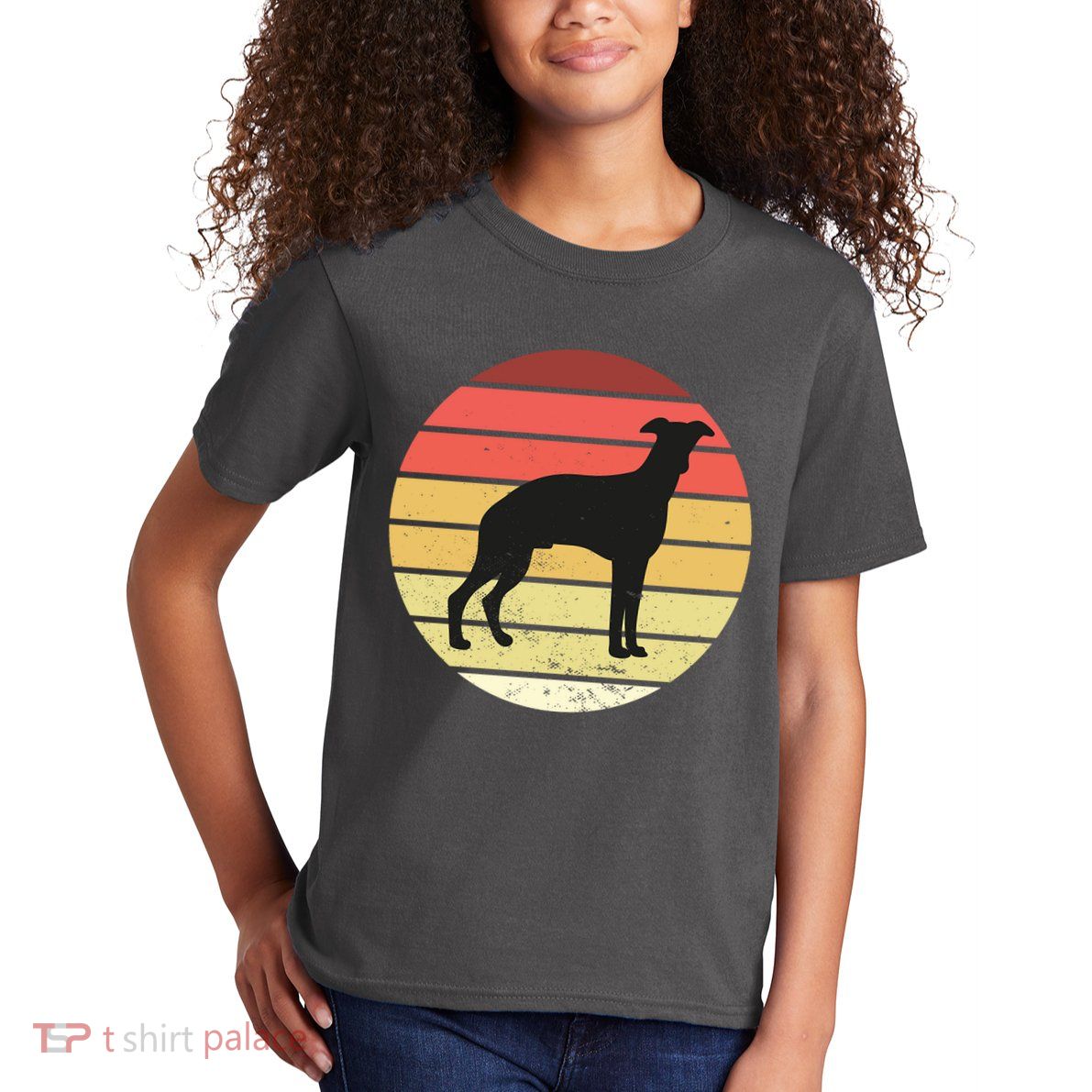 Retro Sunset Dog Lover Kids T-Shirt