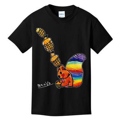 Rainbow Squirrel Drawing Kids T-Shirt