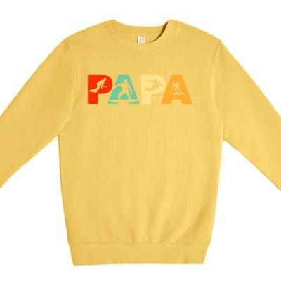 Retro Surf Dad Funny Papa Surfing Fathers Day Gift Premium Crewneck Sweatshirt