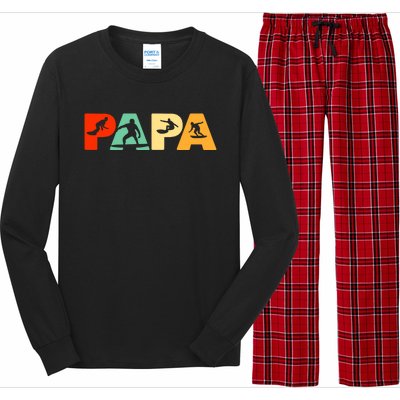 Retro Surf Dad Funny Papa Surfing Fathers Day Gift Long Sleeve Pajama Set