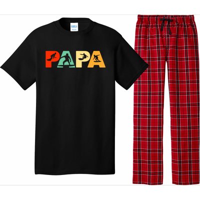 Retro Surf Dad Funny Papa Surfing Fathers Day Gift Pajama Set