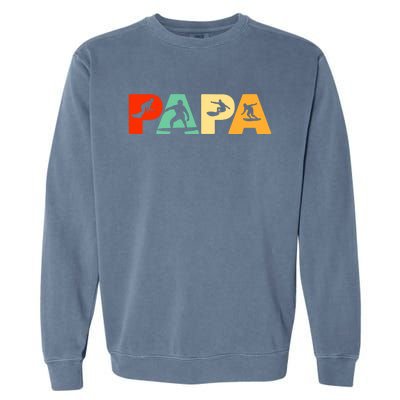 Retro Surf Dad Funny Papa Surfing Fathers Day Gift Garment-Dyed Sweatshirt