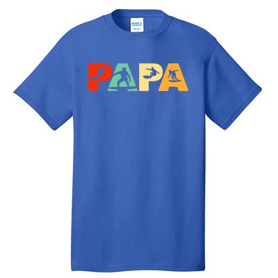 Retro Surf Dad Funny Papa Surfing Fathers Day Gift Tall T-Shirt