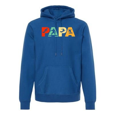 Retro Surf Dad Funny Papa Surfing Fathers Day Gift Premium Hoodie