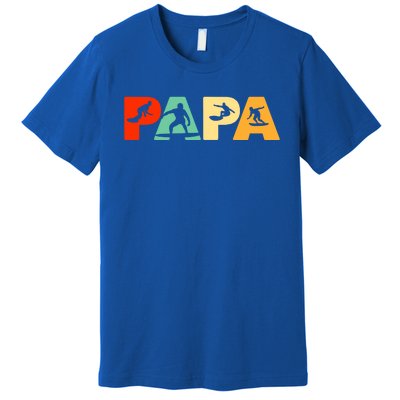 Retro Surf Dad Funny Papa Surfing Fathers Day Gift Premium T-Shirt