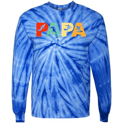 Retro Surf Dad Funny Papa Surfing Fathers Day Gift Tie-Dye Long Sleeve Shirt