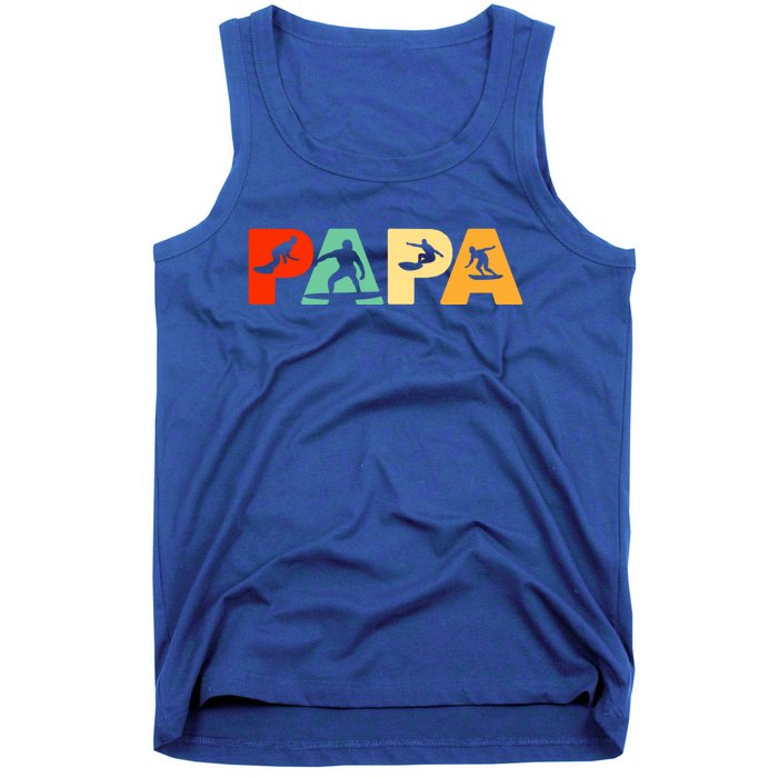 Retro Surf Dad Funny Papa Surfing Fathers Day Gift Tank Top