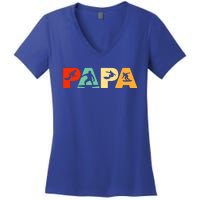 Retro Surf Dad Funny Papa Surfing Fathers Day Gift Women's V-Neck T-Shirt