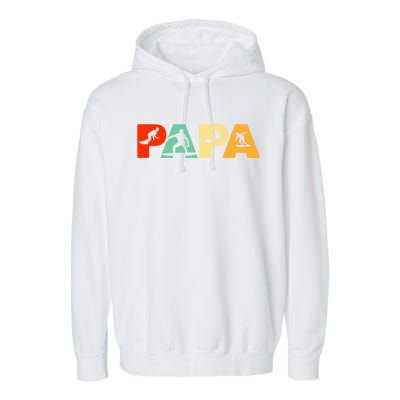 Retro Surf Dad Funny Papa Surfing Fathers Day Gift Garment-Dyed Fleece Hoodie