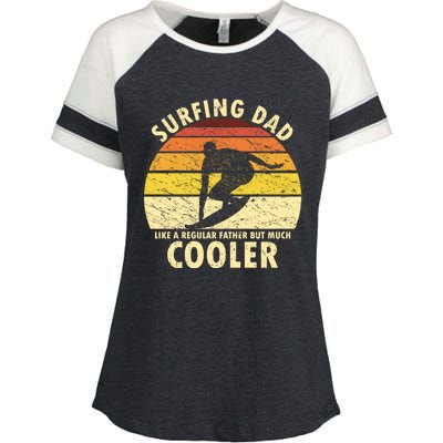 Retro Surfing Dad Surfer Surfing Father Meaningful Gift Enza Ladies Jersey Colorblock Tee