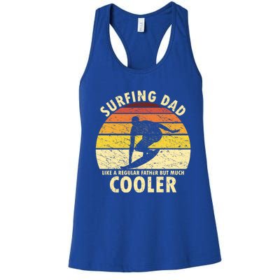 Retro Surfing Dad Surfer Surfing Father Meaningful Gift Women's Racerback Tank