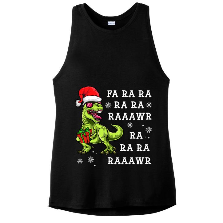 Rawr Santa Dino Great Gift Christmas Trex Dinosaur Gift Ladies PosiCharge Tri-Blend Wicking Tank