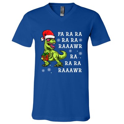 Rawr Santa Dino Great Gift Christmas Trex Dinosaur Gift V-Neck T-Shirt