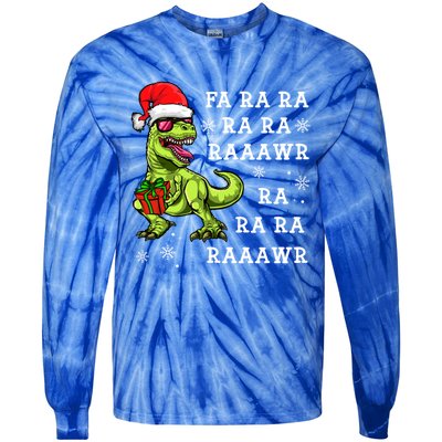 Rawr Santa Dino Great Gift Christmas Trex Dinosaur Gift Tie-Dye Long Sleeve Shirt